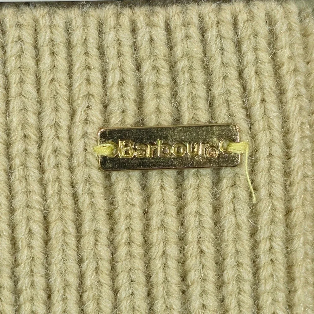 Barbour Women Scarf & Beanie Gift Set OS Camel Plaid Ribbed Knit Warm Luxury NWT